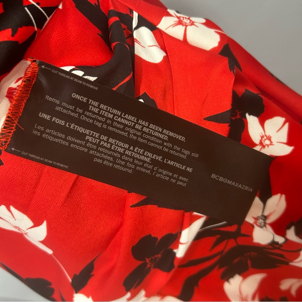 BCBG MAXAZRIA floral dress midi red/black NEW womens medium fancy wedding romant - Picture 13 of 16